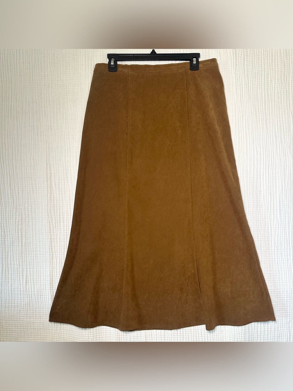 Brown Faux Suede Bohemian Hippie Western Cowgirl Cottagecore Midi SKIRT L-31”